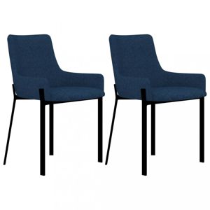 Jídelní židle 2 ks látka / ocel Dekorhome Modrá