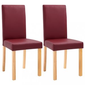 Jídelní židle 2 ks umělá kůže / dřevo Dekorhome Červená