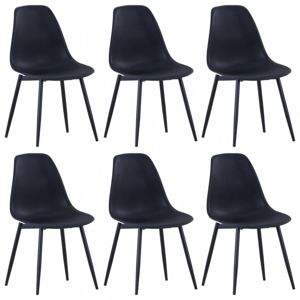 Jídelní židle 6 ks plast / kov Dekorhome Černá