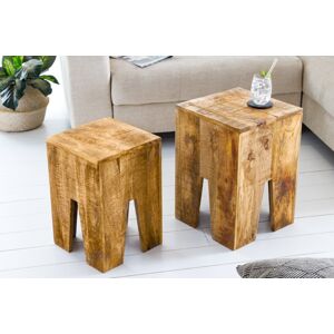 Odkládací stolek 2 ks DAMASEN Dekorhome Mangovníkové dřevo