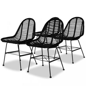 Jídelní židle 4 ks přírodní ratan Dekorhome Černá