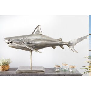 Dekorační socha žralok AMEIS 100 cm Dekorhome Stříbrná