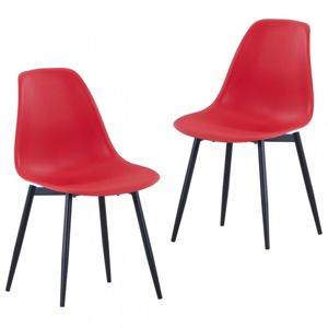 Jídelní židle 2 ks plast / kov Dekorhome Červená