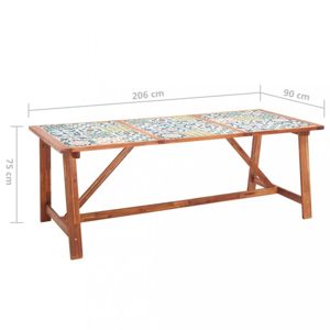 Zahradní jídelní stůl mozaika / masivní akácie Dekorhome 206x90x75 cm