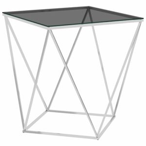 Konferenční stolek nerezová ocel / sklo Dekorhome Stříbrná