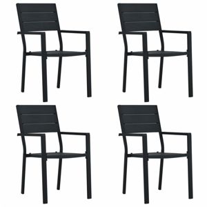 Zahradní židle 4 ks HDPE dřevěný vzhled Dekorhome Černá