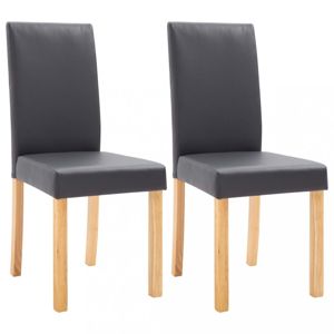 Jídelní židle 2 ks umělá kůže / dřevo Dekorhome Tmavě šedá