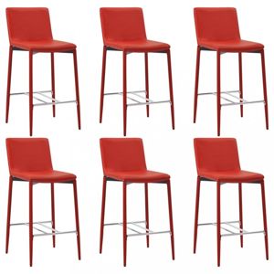 Barové židle 6ks umělá kůže / kov Dekorhome Červená