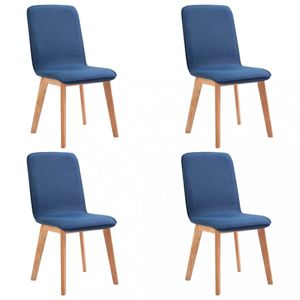 Jídelní židle 4 ks látka / dub Dekorhome Modrá