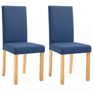 Jídelní židle 2 ks látka / kaučukovník Dekorhome Modrá