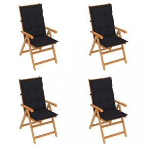 Skládací zahradní židle 4 ks s poduškami Dekorhome Černá