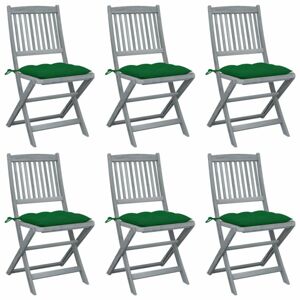 Skládací zahradní židle s poduškami 6 ks akácie Dekorhome Zelená