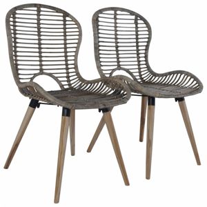 Jídelní židle 2 ks ratan / dřevo Dekorhome Hnědá
