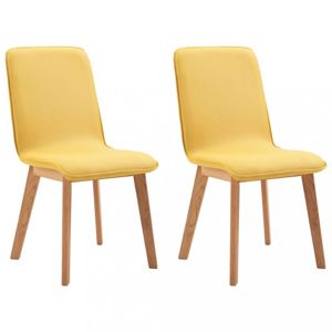 Jídelní židle 2 ks látka / dub Dekorhome Žlutá