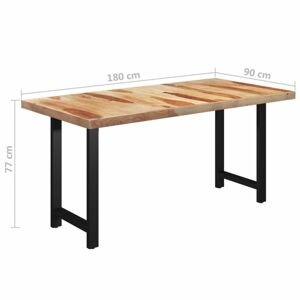 Jídelní stůl masivní dřevo / ocel Dekorhome 180x90x77 cm