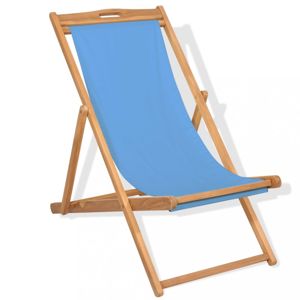 Kempingová židle teakové dřevo Dekorhome Modrá