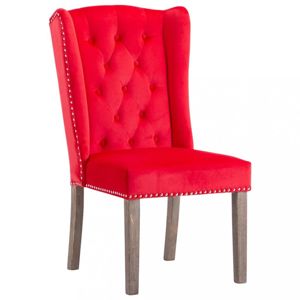 Jídelní židle samet / kaučukovník Dekorhome Červená