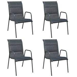 Stohovatelné zahradní židle 4 ks ocel / textilen Dekorhome Černá