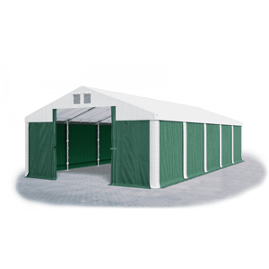 Skladový stan 5x10x2,5m střecha PVC 560g/m2 boky PVC 500g/m2 konstrukce ZIMA PLUS Zelená Bílá Bílá