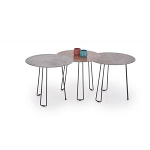 Konferenční stolek TRIPLE imitace kamene / černá Halmar