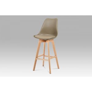 Barová židle CTB-801 plast / ekokůže / buk Autronic Cappuccino
