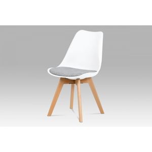 Jídelní židle CT-722 plast / látka / dřevo Autronic Bílá / šedá