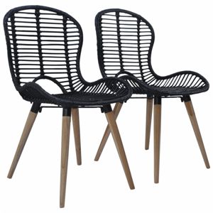 Jídelní židle 2 ks ratan / dřevo Dekorhome Černá