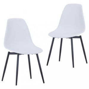 Jídelní židle 2 ks plast / kov Dekorhome Bílá