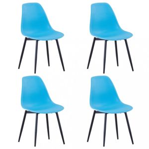 Jídelní židle 4 ks plast / kov Dekorhome Modrá