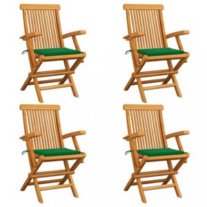 Zahradní židle s poduškami 4 ks Dekorhome Zelená