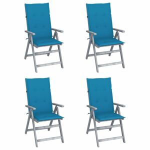 Zahradní polohovací židle s poduškami 4 ks Dekorhome Modrá