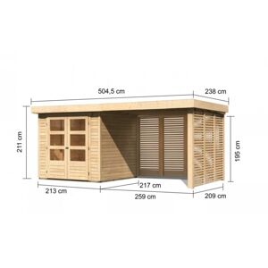 Dřevěný zahradní domek ASKOLA 2 s přístavkem Lanitplast 280 cm