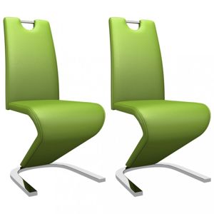 Jídelní židle 2 ks umělá kůže / chrom Dekorhome Zelená