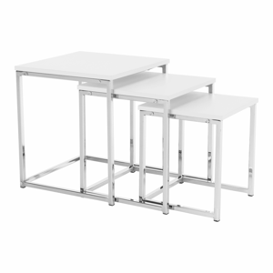 Konferenční stolek 3ks MAGNO TYP 3 bílá mat / chrom Tempo Kondela
