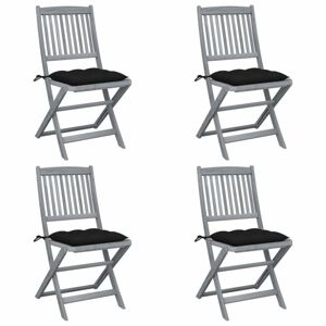 Skládací zahradní židle s poduškami 4 ks šedá Dekorhome Černá
