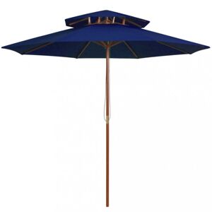 Dvoupatrový slunečník s dřevěnou tyčí Ø 270 cm Dekorhome Modrá