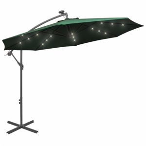 Konzolový slunečník s LED světly Ø 300 cm Zelená