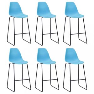 Barové židle 6ks plast / kov Dekorhome Modrá