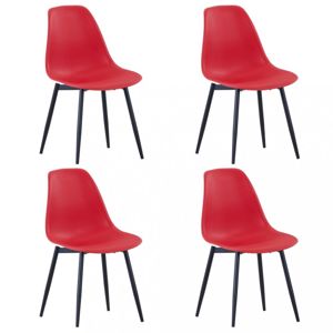 Jídelní židle 4 ks plast / kov Dekorhome Červená