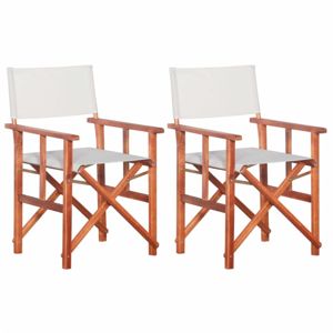 Režisérské židle 2 ks akáciové dřevo Dekorhome Bílá
