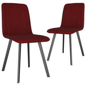 Jídelní židle 2 ks samet / kov Dekorhome Červená