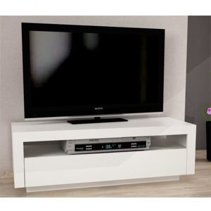 TV stolek s vyklápěcí zásuvkou AGNES Tempo Kondela Bílá