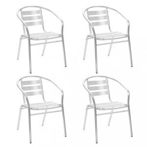 Stohovatelné zahradní židle 4 ks stříbrná Dekorhome