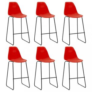Barové židle 6ks plast / kov Dekorhome Červená