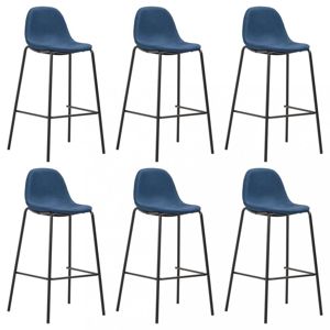 Barové židle 6ks textil / kov Dekorhome Modrá