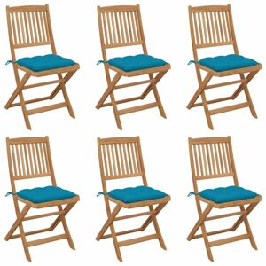 Skládací zahradní židle s poduškami 6 ks Dekorhome Modrá