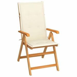 Skládací zahradní židle s poduškami teak / látka Dekorhome Krémová