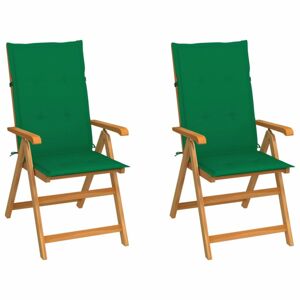 Zahradní židle 2 ks teak / látka Dekorhome Tmavě zelená