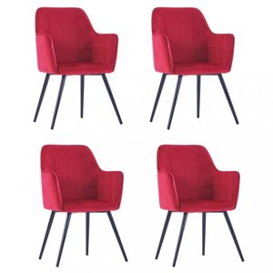 Jídelní židle 4 ks samet / ocel Dekorhome Červená