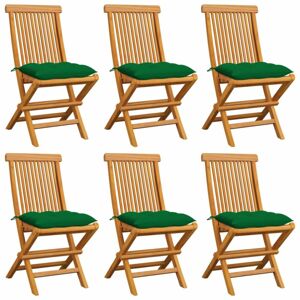Skládací zahradní židle s poduškami 6 ks teak Dekorhome Zelená